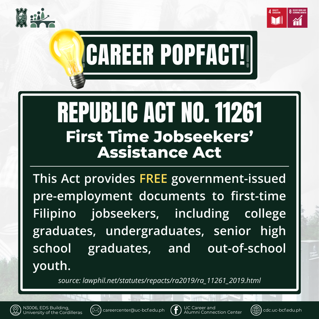 📌 Career PopFacts #1: First Time Jobseekers Act
